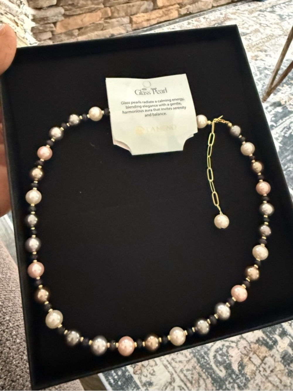 LAMENO Glass Pearl Multicolor Beaded Necklace